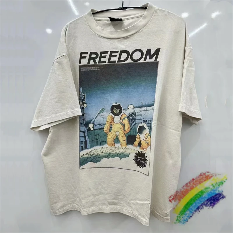 

FREEDOM 24SS SAINT MICHAEL, футболка для мужчин и женщин, лучшее качество, Ретро футболка, футболка, Топ