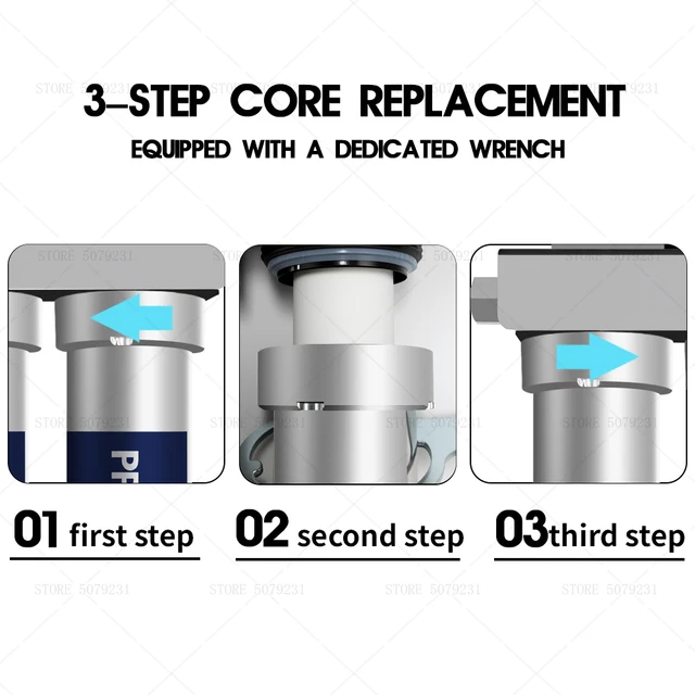 304 เครื่องกรองน้ําสแตนเลสน้ําดื่มห้องครัว 5 ขั้นตอนระบบกรองน้ํา UF TapWater เครื่องฟอกอากาศสําหรับ Home 6