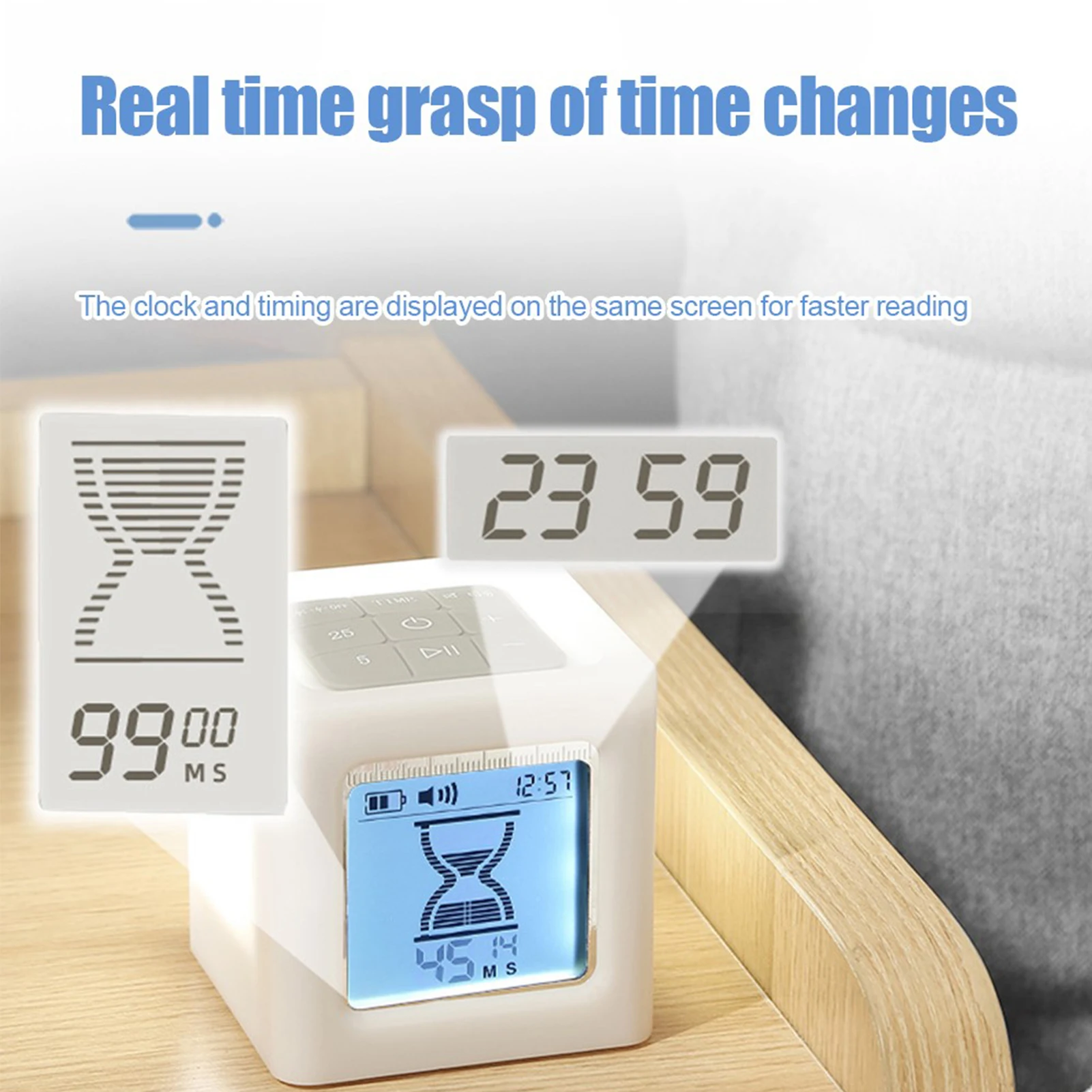 Cube LED Timer Kitchen Cooking Learning Hourglass Timer Glowing Night Light Countdown Work Exercise Time Management Clock