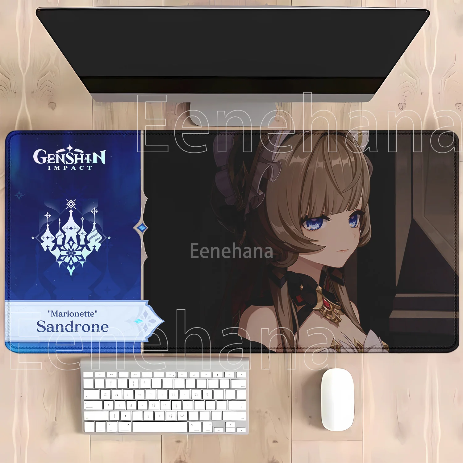 Genshin Impact Anime Kawaii Girl Gaming Mouse Pad - HD Print Desk Mat, Rubber Office Carpet with Overlock Edges