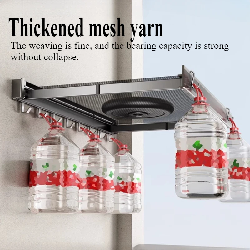 Clothes Drying Rack Collapsible of Aluminum Clothes Drying Net Tape Hook Balcony/Window/Bathroom Save Space Bathroom Accessories