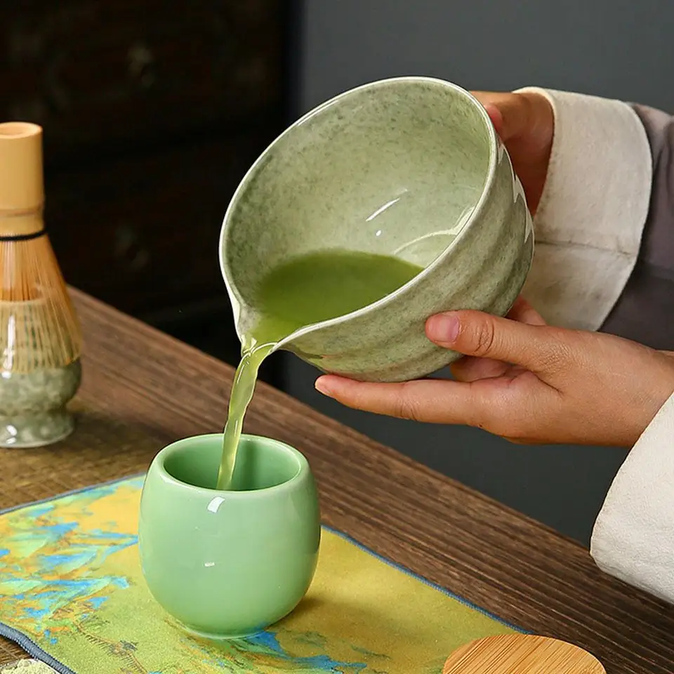 NEW High-end 4pcs/set Japanese Ceramic Matcha Gift Box Matcha Tea Set With Whisk And Bowl Sumptuous Grinder Brush Tea Tools Hold