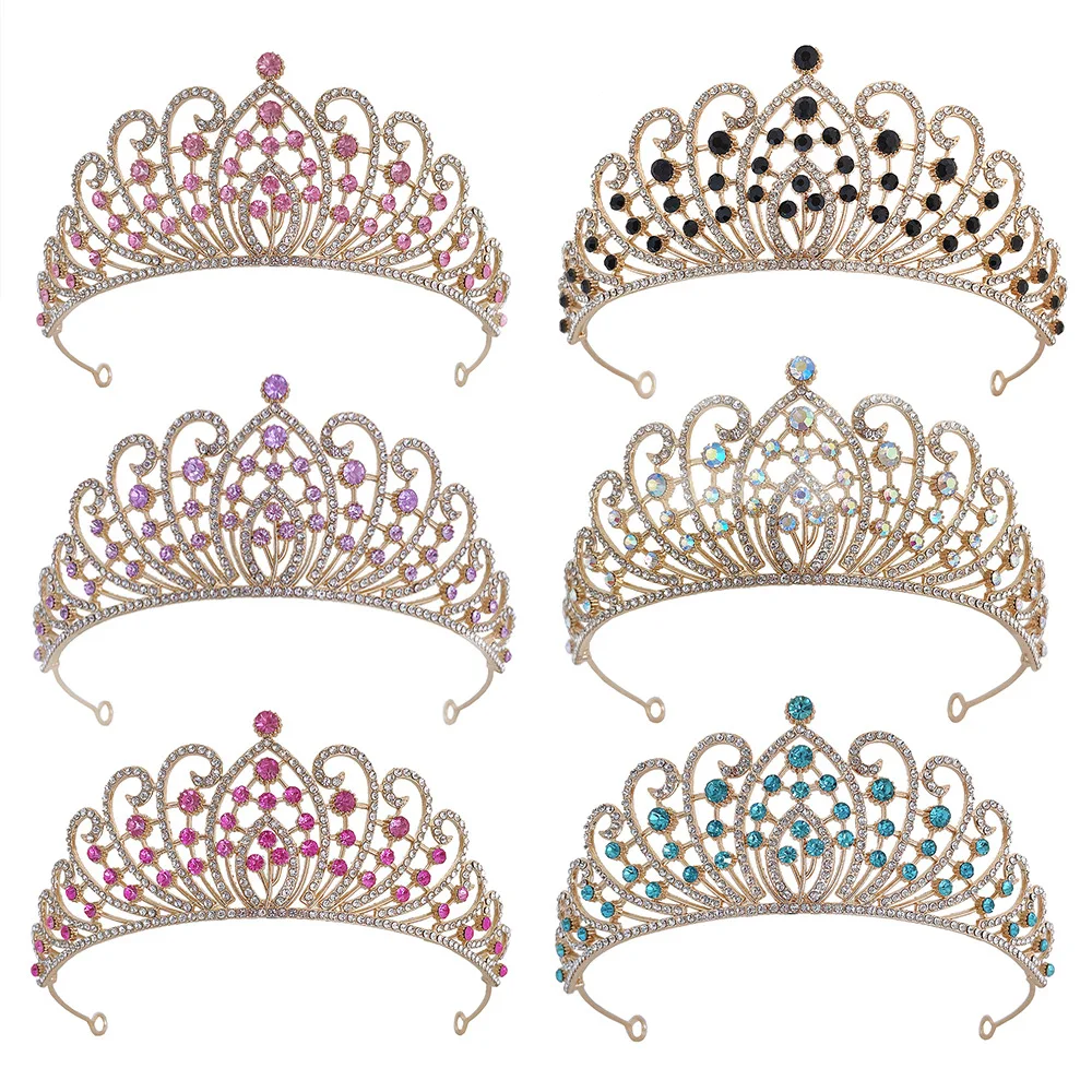 

New European and American Popular Wedding Headdress Crown Luxury Baroque Rhinestone-Encrusted Alloy Bridal Tiaras