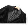 New Autumn Winter Women Black Fluffy Feather Patchwork Fashion Classic Velvet Blazer Quality Jackets 3