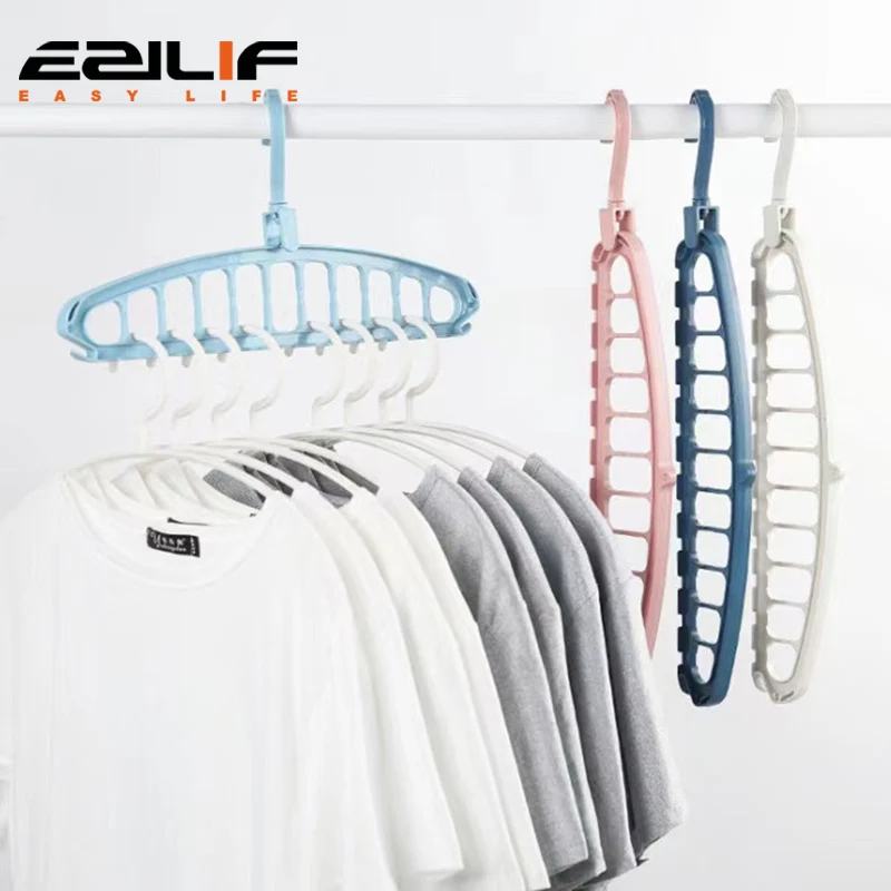 Multi functional clothes hanger, dormitory, household clothes hanging, folding clothes hanger, 11 hole clothes rack storage tool