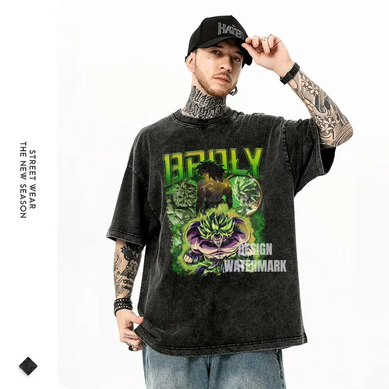 Vintage Washed Anime Dragon T-Shirt Retro Manga Design