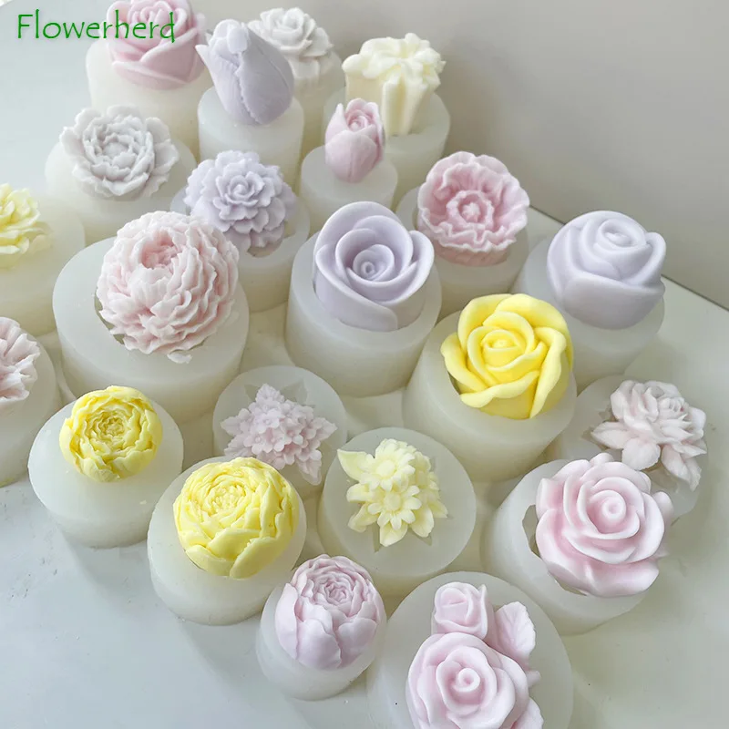 DIYFlowersScentedCandleSiliconeMoldHandmadeFloralPetalDiffuser