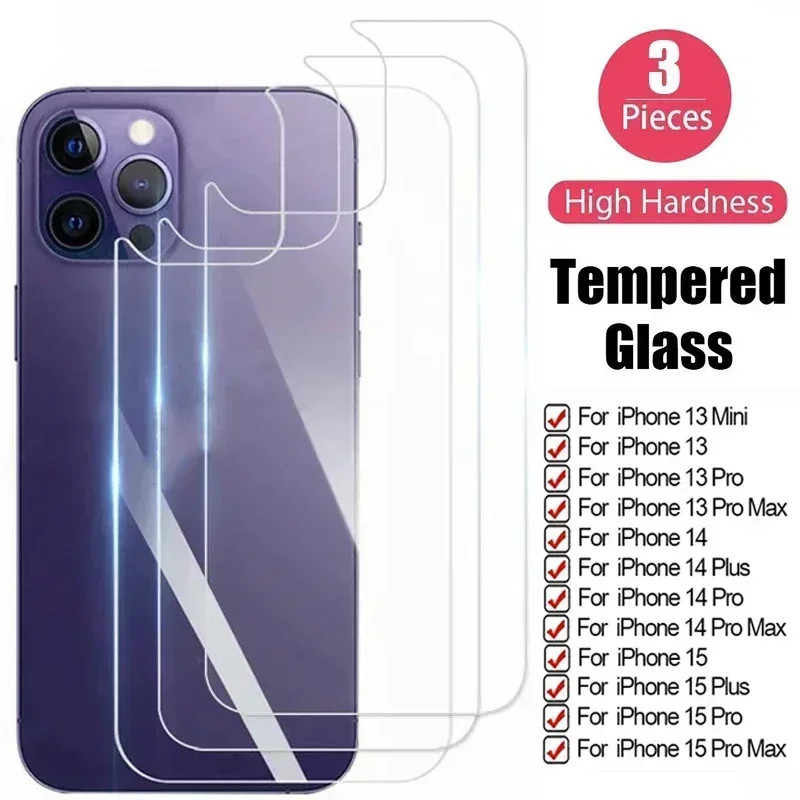 1/3PCS Back Tempered Glass For iPhone 13 Mini 13 14 15 16 Pro Max