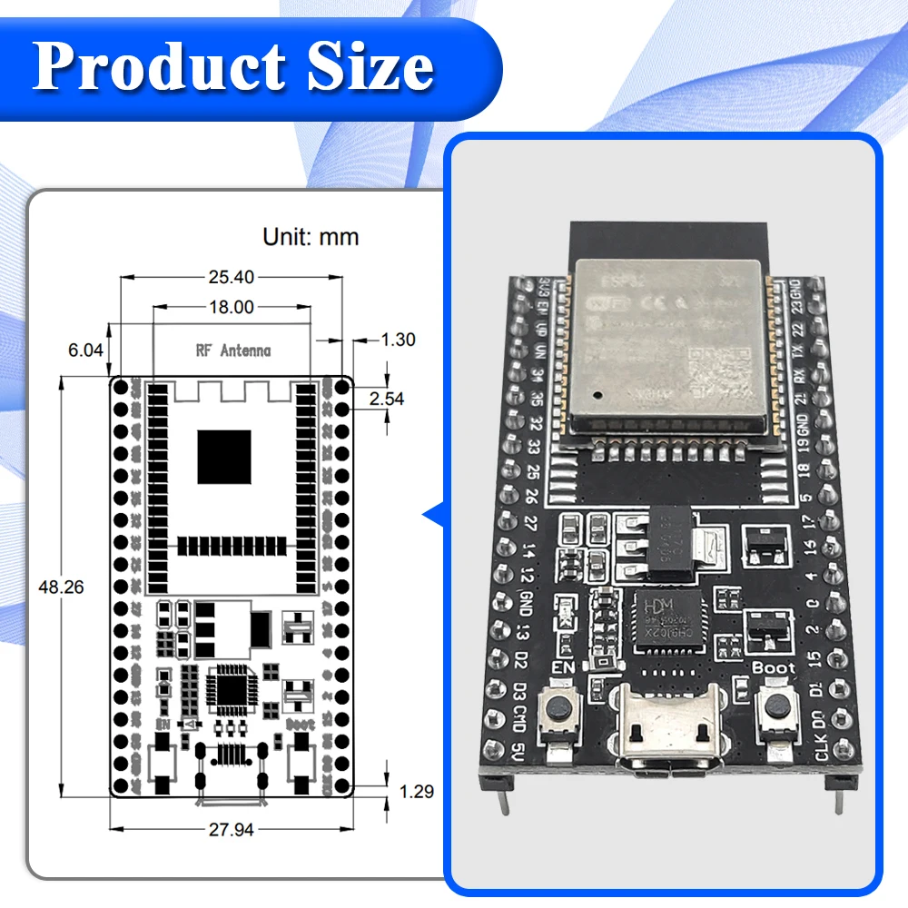 รูปสินค้า บอร์ดพัฒนา ESP32 พร้อม GPIO ขยาย บลูทูธ Wi-Fi