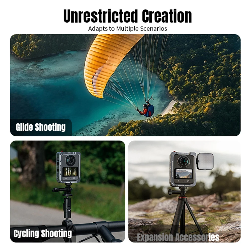 For DJI OSMO 360 Action Camera Full Protective Frame Case with Cold Shoe Quick Release Metal Rabbit Cage Case Camera Accessories