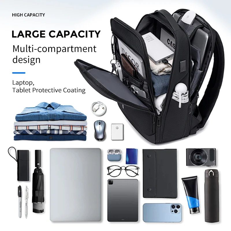 Fenruien Large Capacity Waterproof Backpacks USB Charge Men Backpack Fit 15.6 "Laptop Travel Business Bag 2