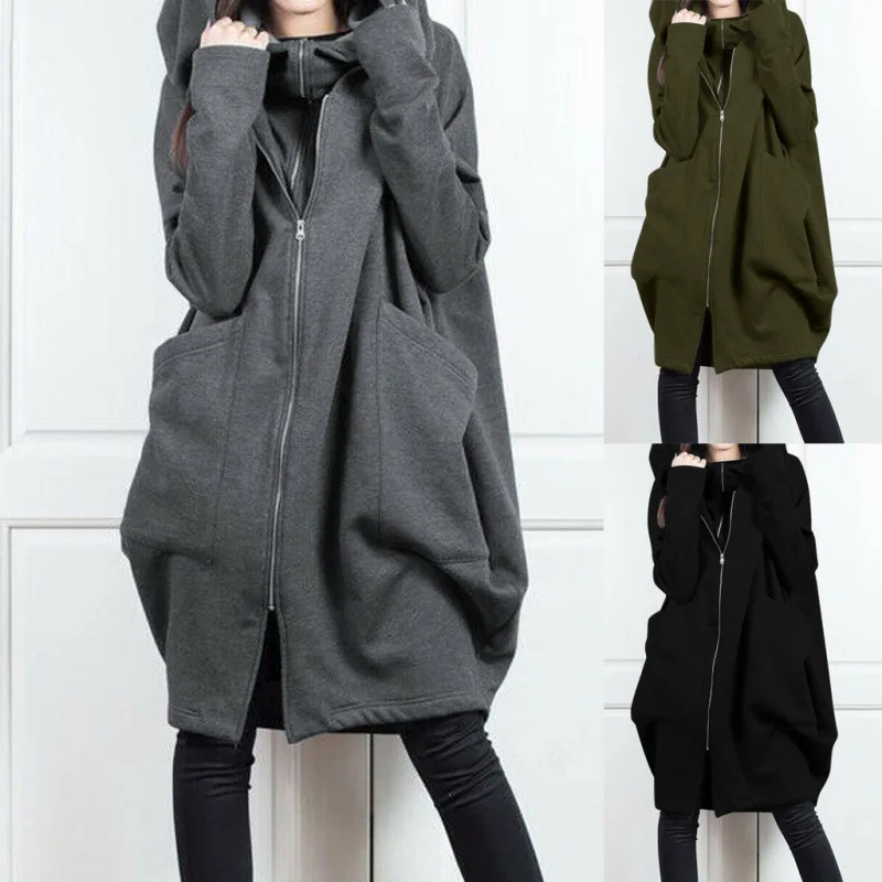 2023 Autumn Oversize Women's Long Coat Black Hat Pockets Long Sleeves Loose Coats Female Winter Trendy Elegant Ladies Clothes 2023 spring summer office dresses for ladies pencil dress suit black women elegant formal business casual work oversize xs xxl