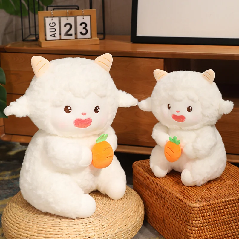 23/30/40cm Cute Fluffy Sheep With Carrot Plush Toys Kawaii Stuffed Animal Soft Lamb Doll Head Rotatable for Kids Gift Home Decor carrot toys 3d printing travel friendly carrot funny toys with blunt edges novelty toys for role playing masquerade school plays