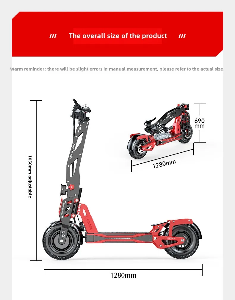 Folding Electric Scooter, 1000W48V30AN Dual-Wheel Drive Long-Range Ultra-electric Scooter, adult Mountain Off-road Scooter