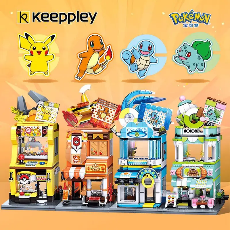 

Pokémon Series Building Blocks Sets Keeppley Pikachu Pokemon Street View Bricks, City Building Toys Gifts Kids