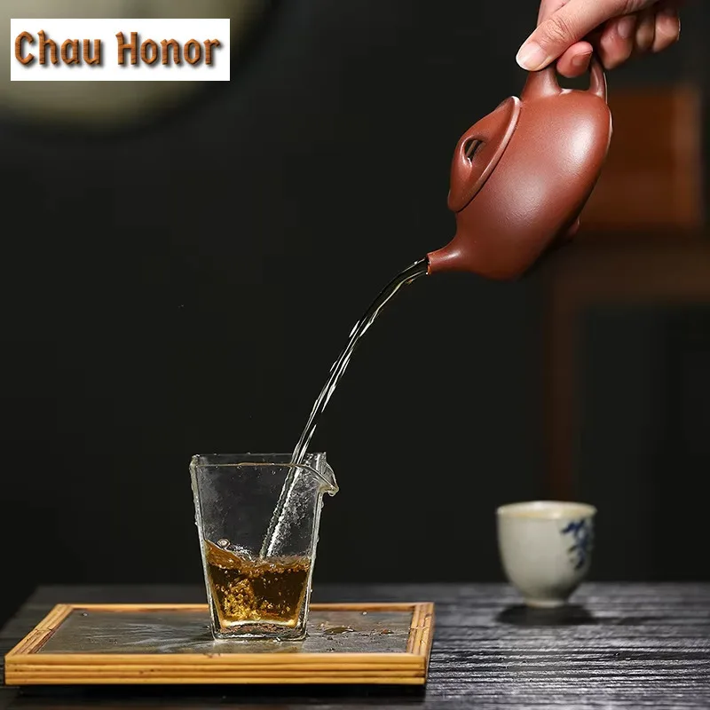 270ml Yixing Purple Clay Tea Pot Raw Ore Dicaoqing Teaware Kit Beauty Kettle 1 Pot 4 Cups Handmade Zisha Kung Fu Tea Set Gifts