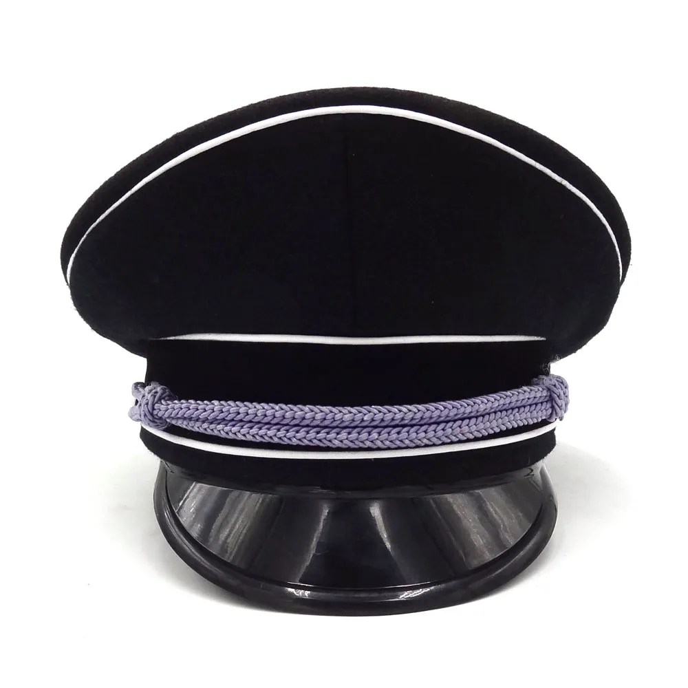 Costume Hat WW2 German Elite Infantry Officer Wool Hat Officer Visor Cap Black Size 57 58 59 60