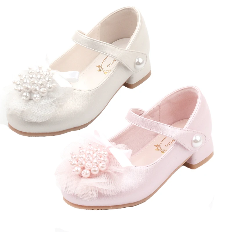 Heels Wedding Shoes for Kids Girls Hill White Shoes Girl Communion Dress Autumn I'm A Princess Heel Elegant Girl Shoes Party New 6