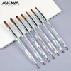 ANGNYA 100% Pure Kolinsky Acrylic Nail Brush Crimped Brush Transparent Crystal Rod Liquid Powder Nail Art Extension Builder Pen 1
