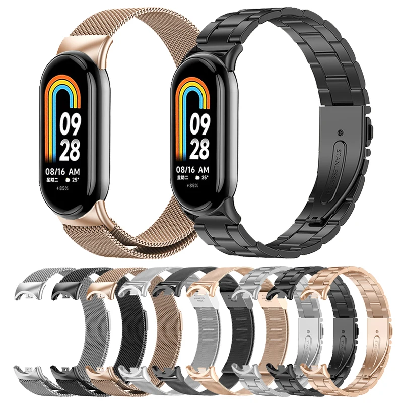 

Металлический ремешок для Xiaomi Mi band 8, смарт-браслет, аксессуары, магнитный ремешок для xiaomi mi Band 8, браслет для mi band 8, браслет