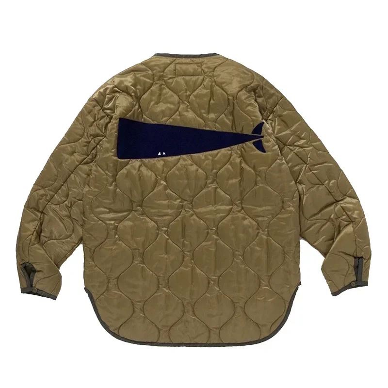 DESCENDANT  Japan 19AW Military Style Embroidered Cotton Detachable Inner Liner Tank Jacket Loose Collarless Coat New