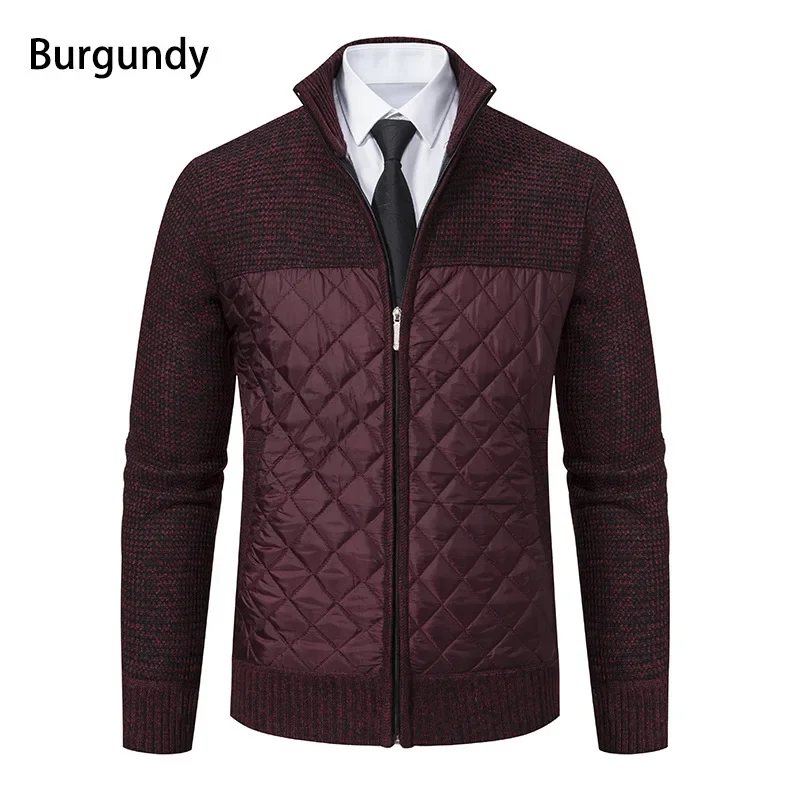 Description Picture 5 of item2023 New Cotton Thickened Men's Sweater Jacket Large Long Sleeve Zippered Knitted Coat Stand Up Collar Cardigan