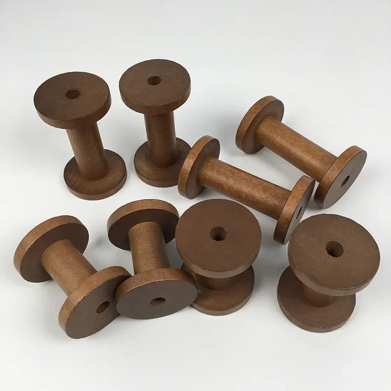 1Pc 빈티지 나무 스풀 DIY 릴 주최자 바느질 리본 끈 나무 공예 도구 스레드 와이어 스풀 바느질 용품