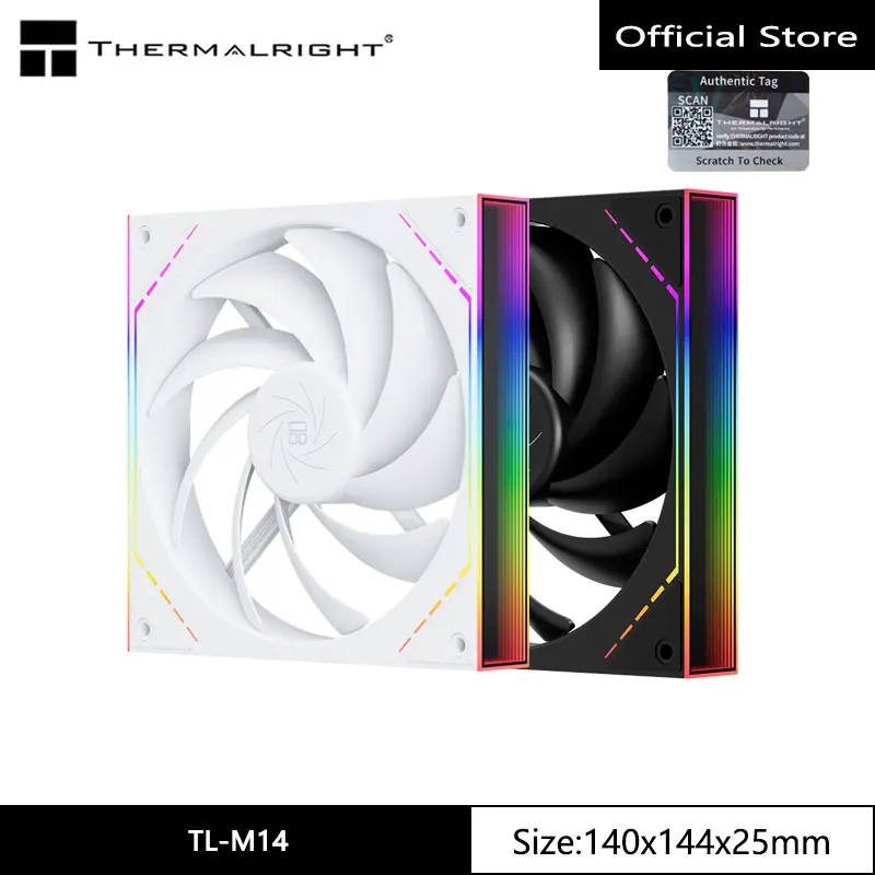 THERMALRIGHT TL-M14 ARGB Case Fan, 140x144x25mm Wireless Mirror Lighting 9 Blade High Air Volume Cooling Fan