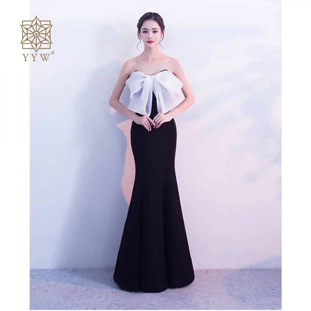 

Ladies Luxury Party Mermaid Dresses Evening Women Big Bow Sleeveless Floor Lenght Long Dress Mermaid Maxi Sexy Female Ball Gown