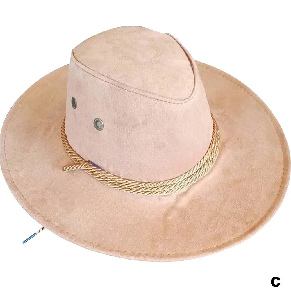 1 Stück Cowboy-Sonnenhut aus Kunstleder für Herren und Damen, modische Western-Cowboy-Kappe mit großer Krempe für Reisen – Detail 13