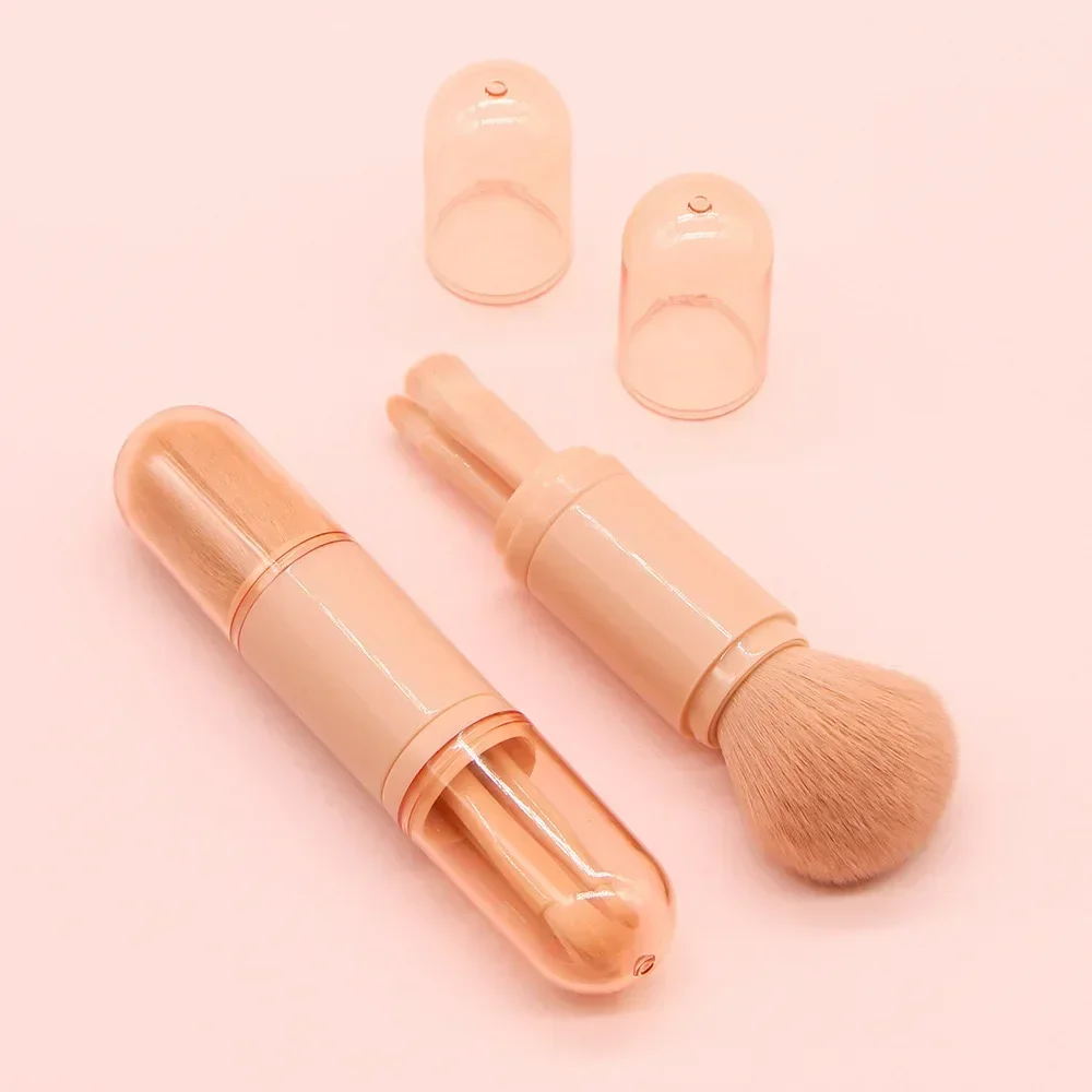 4 in 1 Telescopic Makeup Brush Portable Travel Makeup Brushes Set Eyeshadow Loose Powder Mini Makeup Brush Beauty Tools