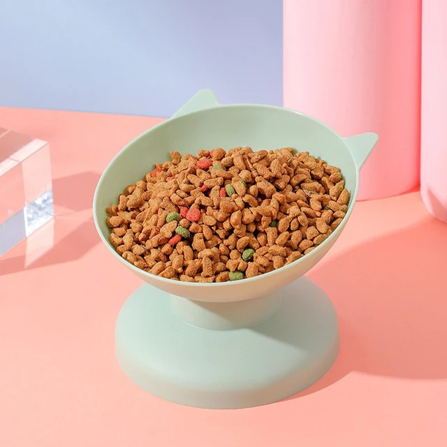 New sales of high foot bowl kitten neck guard firmly prevent upset plastic bowl candy color cat food for dog food bowl 2