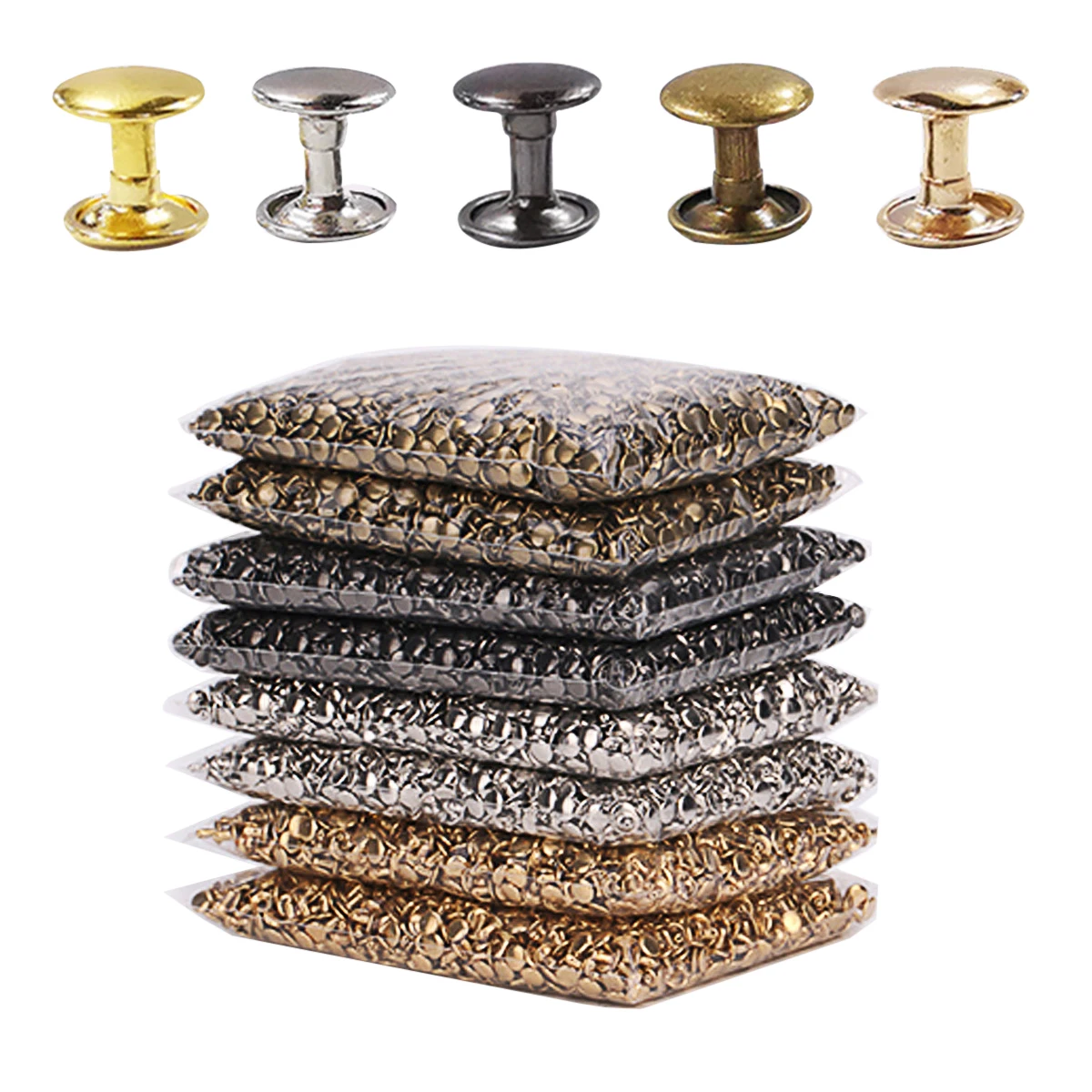 QUARKZMAN 200 Juegos Remaches De Cuero 12mm X 10mm Metal Doble Tapa Remaches Presión Broches Sujetadores Con 3 Instalación Herramientas Para Cuero Manualidades Tono Dorado