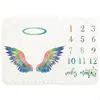 R6FD Baby Month Milestone Blanket Monthly Record Growth Blanket Newborn Soft Flannel Angel Wing Printed Photography 5