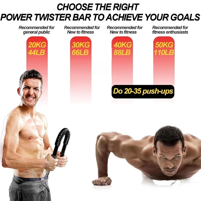 Power Twister Bar Arm Strength Trainer Fitness Spring Stick for Arm Upper Body Strength Training 20KG/40KG