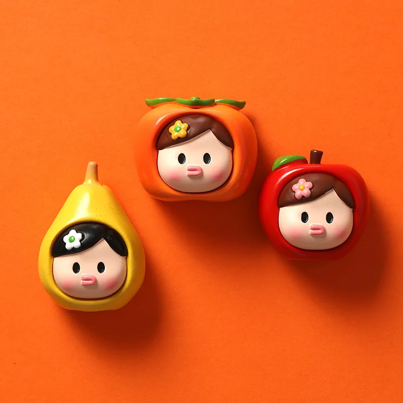 

Fruit Refrigerator with Apple Pear Persimmon Cartoon Iron Magnet Decoration Magnetic Sticker Cultural and Creative Photo Wall