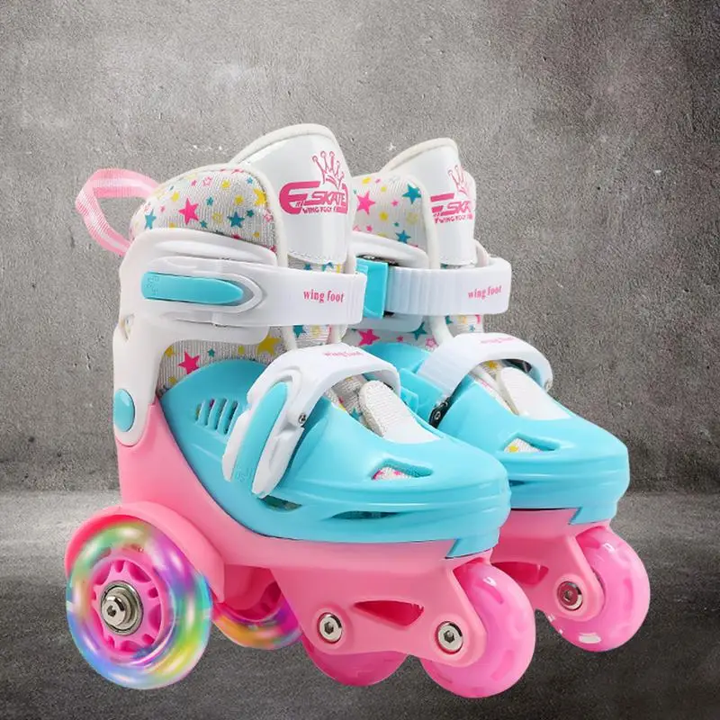 Kids Shoes Children Skates High Elastic PU Inline Skate Adjustable Size For Age 2-8 Boys Girls