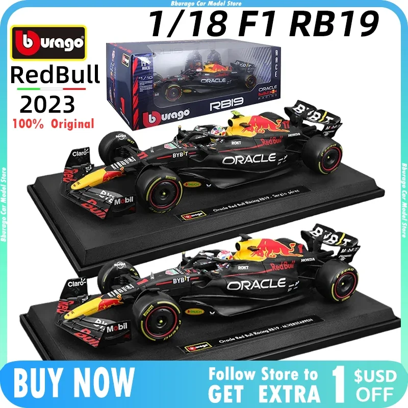 

IN STOCK 1:18 Red Bull RB19 F1 Car Model 2023 Bburago Formula Racing Large Size Special 1 Max Verstappen Alloy Diecast Toy Gifts