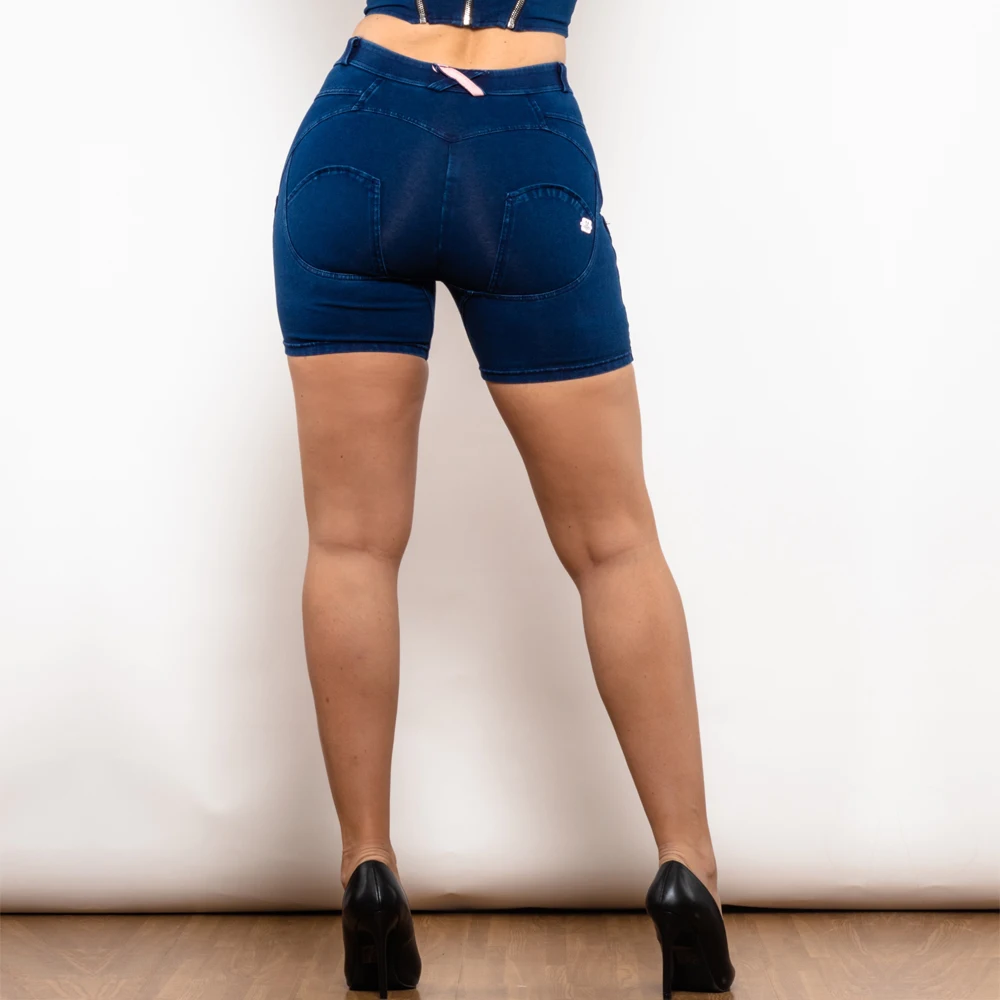 Shascullfites Melody Shorts Middle Waist Dark Thread Dark Blue Jeans Shorts Scrunch Bum Sport Short Lifting Pants Women Summer