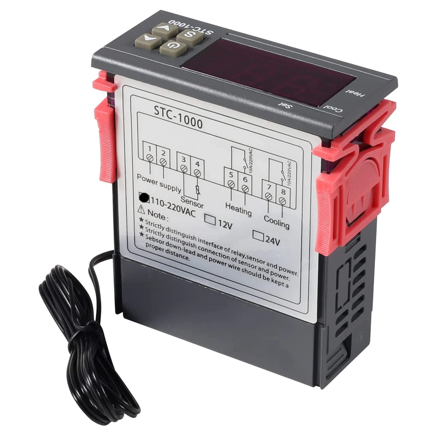 Termostato Digitale STC-1000 12V Con Sonda NTC - Regolatore Temperatura Riscaldamento/raffreddamento Per Acquario, Incubatore, Fermentazione