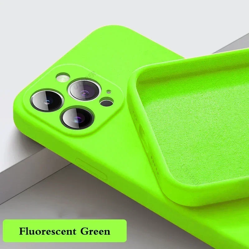 thumbnail image 1 of Nueva funda de teléfono para IPhone 15 14 13 11 12 Pro Max Mini X XS Max 15 Plus silicona Color sólido protección contra caídas y colisiones, 1 of 5