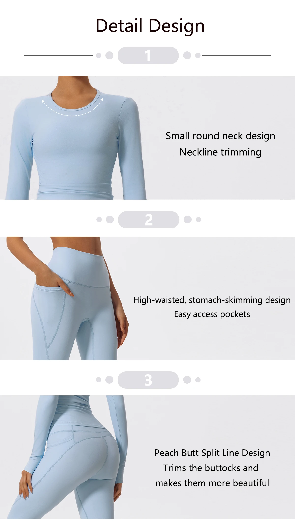 Hearuisavy Ultraweiche Stoffe, 2-teilig, langärmelig, enges Fitnessstudio-Set für Damen, schnell trocknendes Oberteil, Yoga-Kleidung, Workout, Sport-Shirts, Anzug für Damen – Detail 2