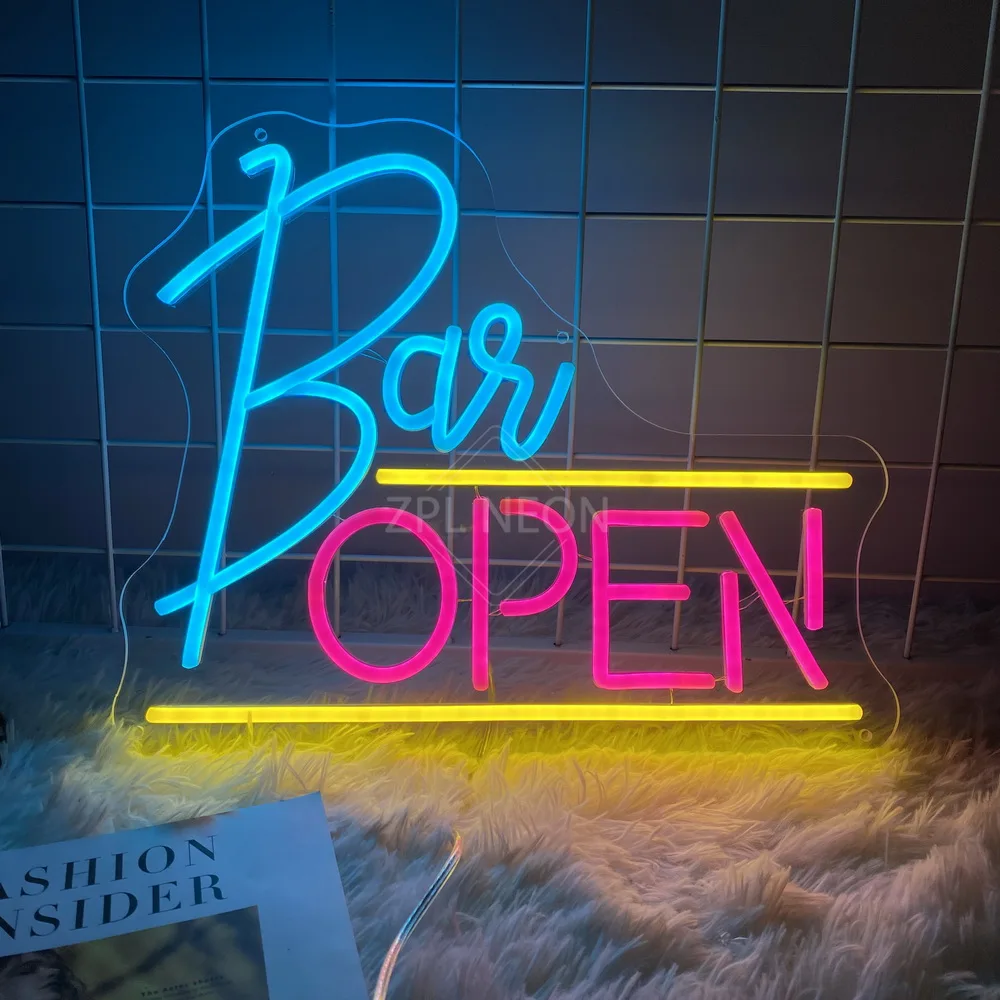 Bar OPEN Sign Neon Lights Club Pub Lounge Restaurant Beer House Decor Wall Hanging Neon LED Signs Bar Business Neon Night Light