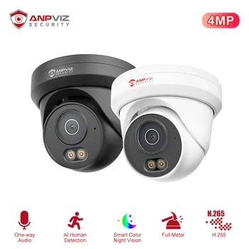 Anpviz 4MP PoE Camera Full Metal Turret Security IP Camera Smart Dual Light Color AI Human Motion Detection Built-in Mic H.265 1