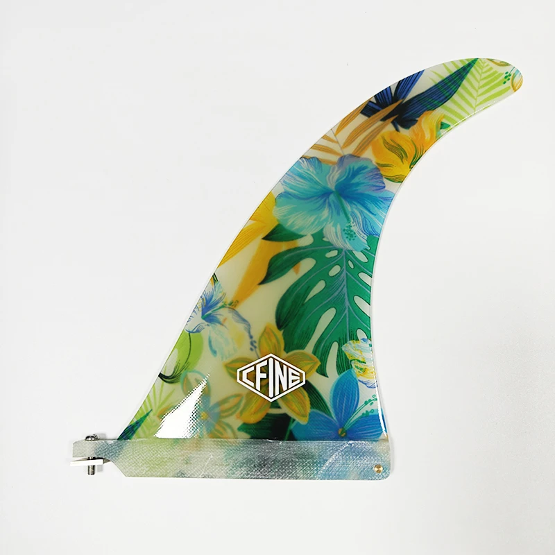 9.5 / 10/ 9 inch Single Fin Central Fin fiberglass inlay longboard Surfboard Paddleboard SUP Surfing Accessories