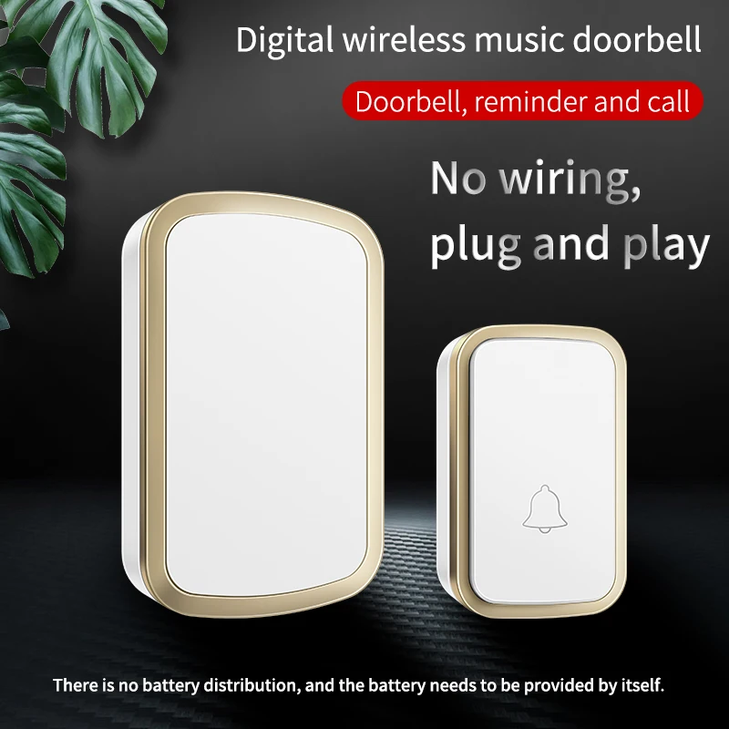 Cacazi Campanello Wireless 60 Ring 5 Volume Pulsante Impermeabile 300M Telecomando Led Light Household A29 Smart Campanello Us Eu Uk