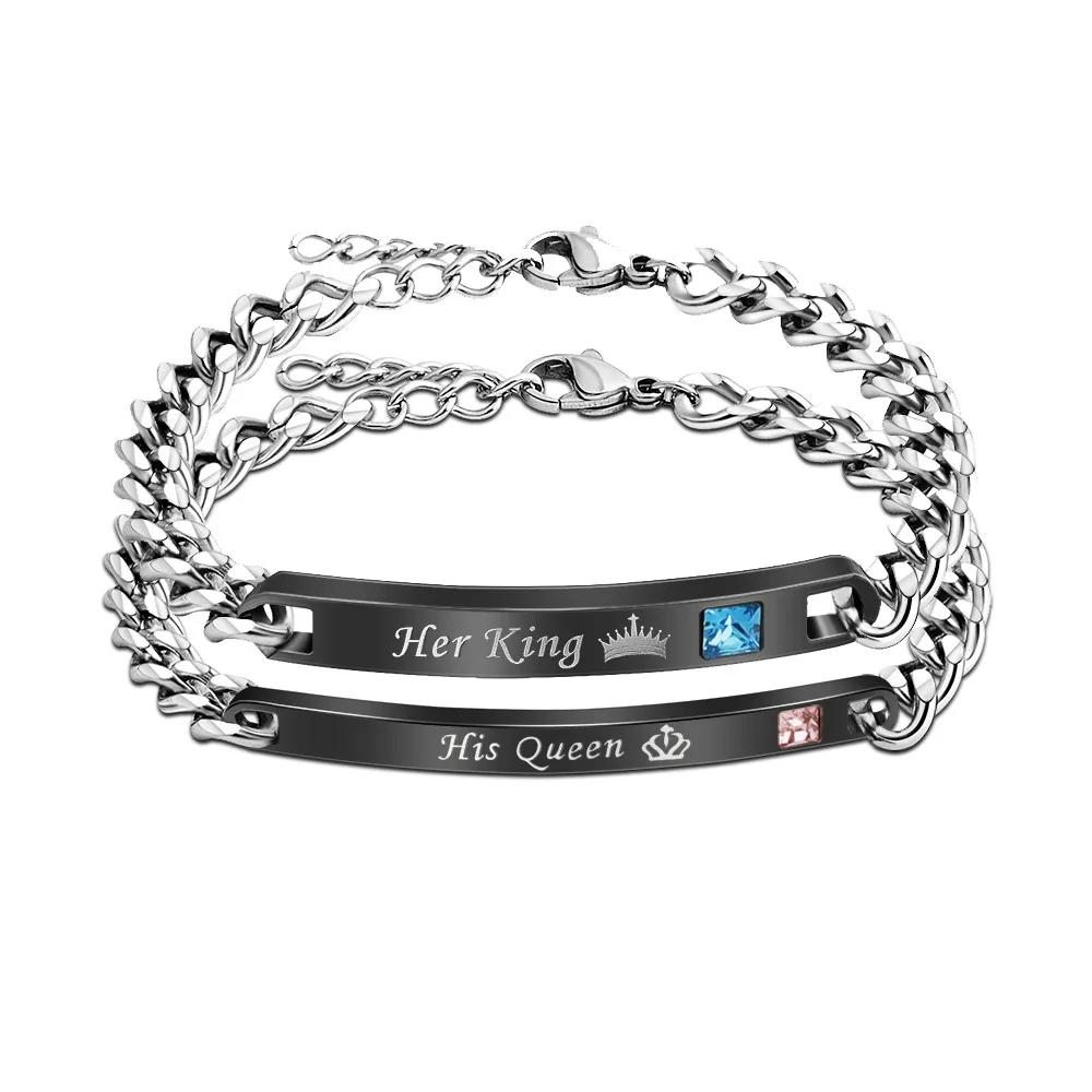 

Custom Name Stainless Steel Bracelet For Women Personalzied Letter Her King His Queen Adjustable Lovers Diy Bangle