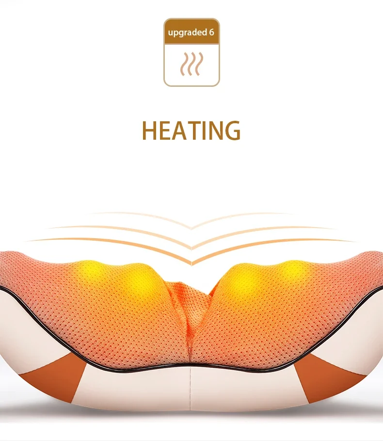 Jinkairui Electric Neck Massager Shiatsu Kneading with Heat 6 Buttons for Shoulder Back Leg Dual Use Home Car Best Gift