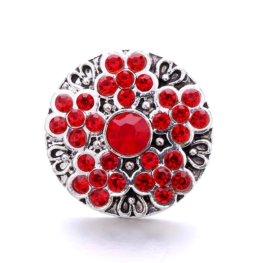 20pcs Metal Crystal Colorful Flower 18mm Snap Button Fit Snaps Necklace Bracelet Jewelry