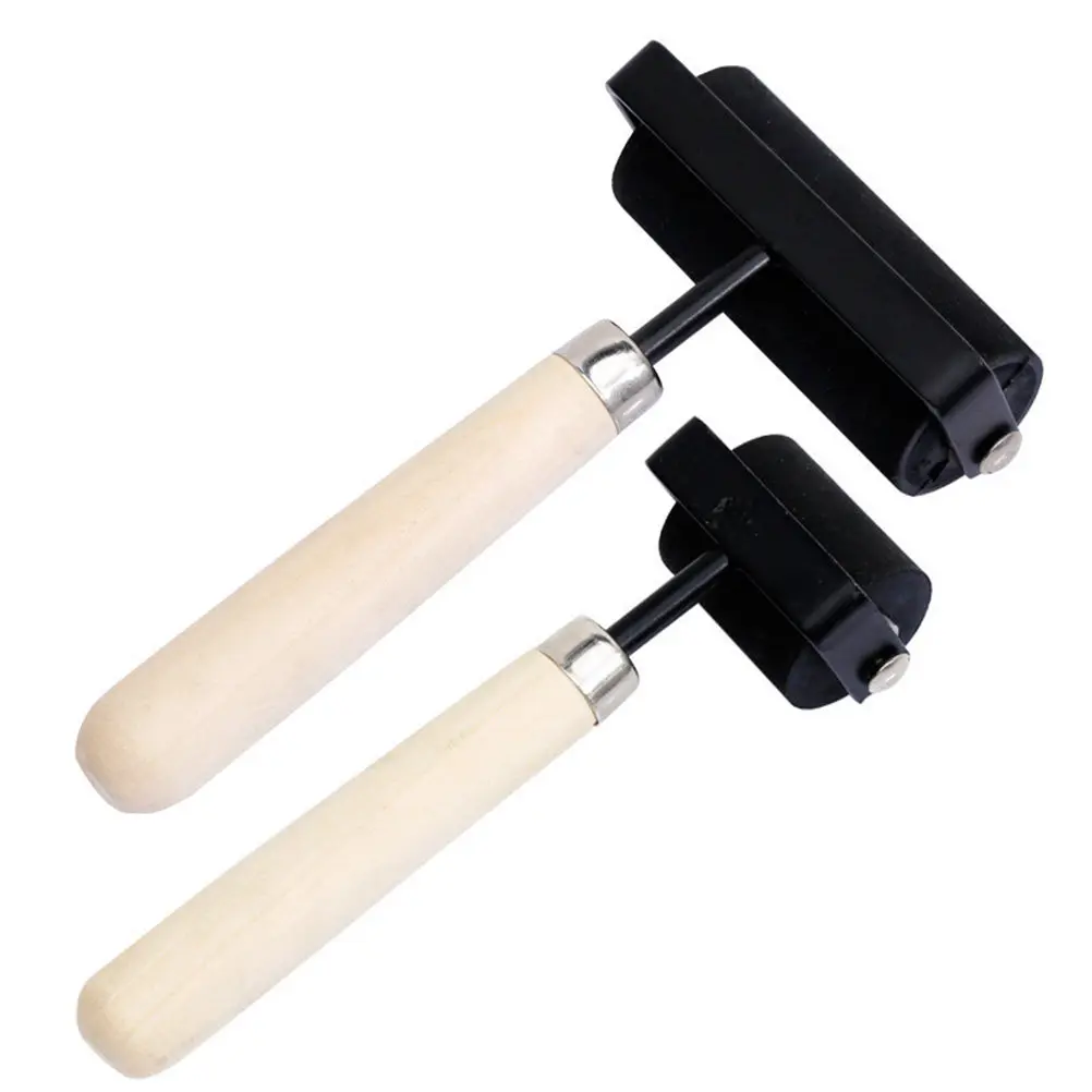 2Pcs 고무 잉크 롤러 경량 간편 그립 나무 손잡이 부드러운 인쇄 스탬핑 조각 블록 잉크 도구 청소 가능